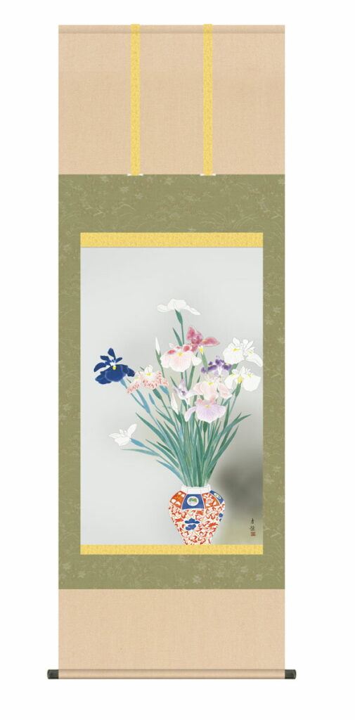掛け軸【尺五】 菖蒲（しょうぶ）（小林古径）【複製】 床の間 モダン 巨匠 名作 和室 掛物 名画 複製画 日本製 小林 古径 菖蒲 夏 【送料無料】【代引き手数料無料】