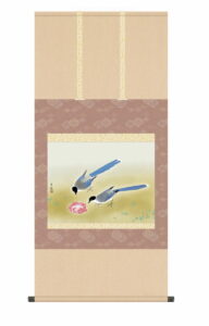 掛け軸【尺五】<br> 尾長鳥（おながどり）（小林古径）【複製】<br>床の間　モダン　巨匠　名作　和室　掛物　名画　複製画　日本製　小林　古径　尾長鳥　【送料無料】【代引き手数料無料】