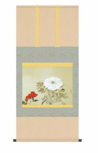 掛け軸【尺五】<br> 牡丹（小林古径）【複製】<br>床の間　モダン　巨匠　名作　和室　掛物　名画　複製画　日本製　小林　古径　牡丹　【送料無料】【代引き手数料無料】