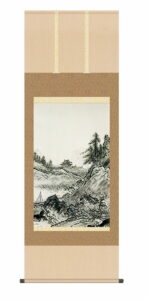 掛け軸【尺五】<br> 秋冬山水図　秋（雪舟）【複製】<br>床の間　モダン　巨匠　名作　和室　掛物　名画　複製画　日本製　雪舟　秋　【送料無料】【代引き手数料無料】