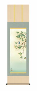 掛け軸 掛軸 【尺三幅】【花鳥画】<br>翡翠（西尾 香悦）<br><br>尺三　高さ164×幅44.5cm　床の間　モダン　和室　掛物　夏　かわせみ　【送料無料】【代引き手数料無料】