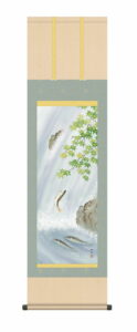 掛け軸 (掛軸)【尺三幅】<br>楓に鮎(長江桂舟)<br>　夏　あゆ　楓　【送料無料】【代引手数料無料】
