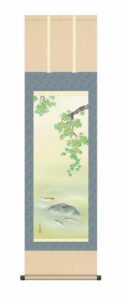 掛け軸 (掛軸)【尺三幅】<br>楓に鮎(長江桂舟)<br>　夏　あゆ　楓　【送料無料】【代引手数料無料】