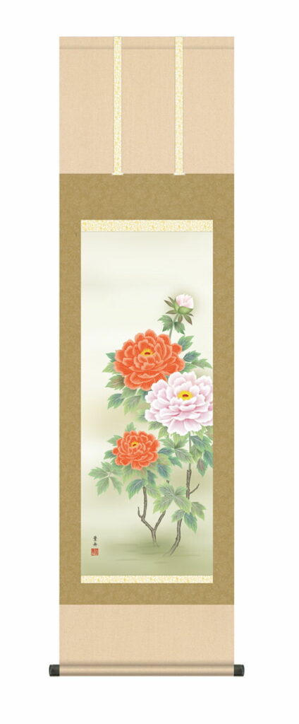掛け軸／掛軸【花鳥/尺三】 富貴花 根本 葉舟(幸洋会) 年中掛け 牡丹 吉祥花 床の間 和室 モダン 【送料無料】【代引手数料無料】