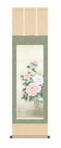 掛け軸 掛軸 【尺三幅】【花鳥画】<br>富貴花（西尾 香悦）<br><br>年中掛け　牡丹　吉祥花　床の間　和室　モダン　【送料無料】【代引き手数料無料】