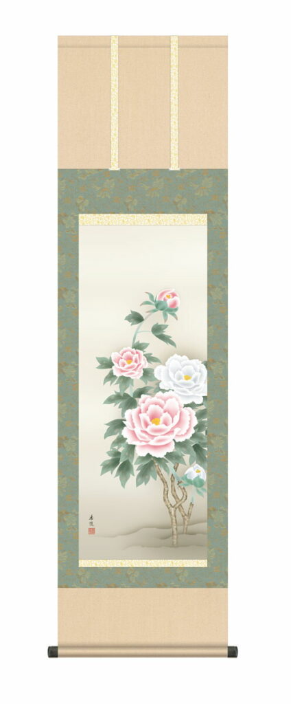掛け軸 掛軸 【尺三幅】【花鳥画】 富貴花（西尾 香悦） 年中掛け 牡丹 吉祥花 床の間 和室 モダン 【送料無料】【代引き手数料無料】