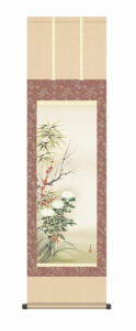 【掛け軸／掛軸／年中掛け】<br>四君子（田中広遠）　【尺三】<br>　年中掛け　竹　菊　吉祥花　床の間　和室　モダン　花鳥画【送料無料】【代引き手数料無料】