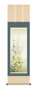掛け軸【花鳥】<br>四君子（北山　歩生）<br>尺三　高さ164×幅44.5cm　床の間　モダン　和室　掛物　化粧箱　年中掛け【送料無料】【代引手数料無料】