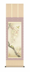 掛け軸 掛軸 【尺三幅】【花鳥画】<br>桜花爛漫（西尾 香悦）<br><br>春掛け　春飾り　桜　鳥　床の間　和室　モダン　花鳥画【送料無料】【代引き手数料無料】