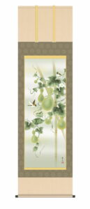 掛け軸　掛軸　かけじく【花鳥画】<br>六瓢（高見　蘭石）<br>　夏掛け　夏飾り　瓢箪　ひょうたん　無病息災　健康長寿　床の間　和室　モダン　掛物　贈り物　花鳥画　【送料無料】【代引き手数料無料】