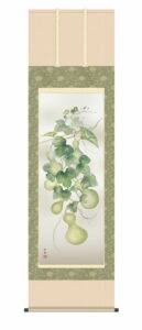 掛け軸/掛軸【花鳥/尺五】<br>六瓢　田村 竹世(三美会)<br>　夏掛け　夏飾り　瓢箪　ひょうたん　無病息災　健康長寿　床の間　和室　モダン　掛物　贈り物　花鳥画【送料無料】【代引手数料無料】