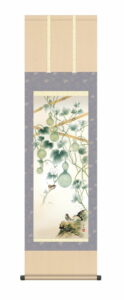 掛け軸／掛軸【花鳥】<br>　六瓢（井川 洋光）[尺三幅]<br>　夏掛け　夏飾り　瓢箪　ひょうたん　無病息災　健康長寿　床の間　和室　モダン　掛物　贈り物　花鳥画<br>【送料無料】【代引手数料無料】