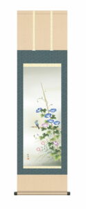 掛け軸 掛軸 かけじく 花鳥画 夏掛け<br>朝顔（田村 竹世） 尺三幅　<br>夏掛け　夏飾り　あさがお　アサガオ　清涼感　家庭円満　床の間　和室　モダン　掛物　贈り物　花鳥画【送料無料】【代引き手数料無料】