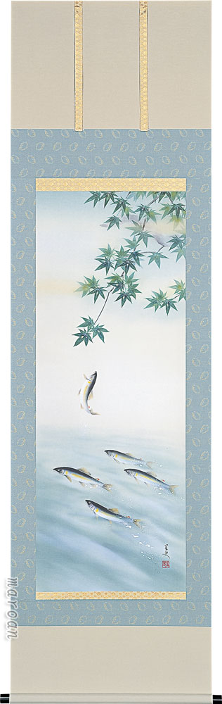 掛け軸 登り鮎(荒川 里史) 夏 【送料無料】【代引き手数料無料】