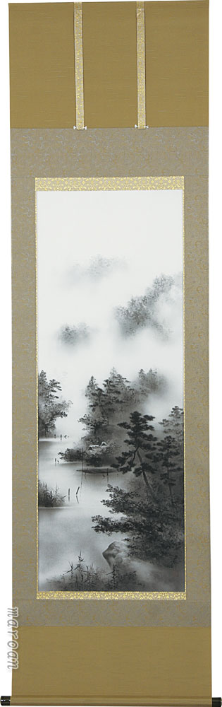 掛け軸 水墨山水(中沢勝)<br>風景画・大自然の景色【送料無料】【代引き手数料無料】