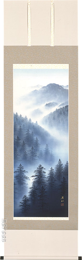 掛け軸 黎明山水(佐藤 眉山)<br>穏やかな風景【送料無料】【代引き手数料無料】