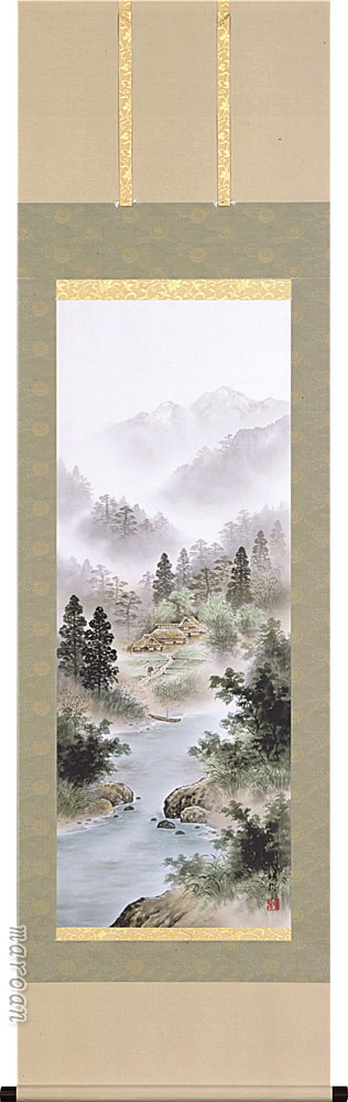 掛け軸 彩色山水(太田 瑛弥)<br>年中掛け・新築祝い【送料無料】【代引手数料無料】