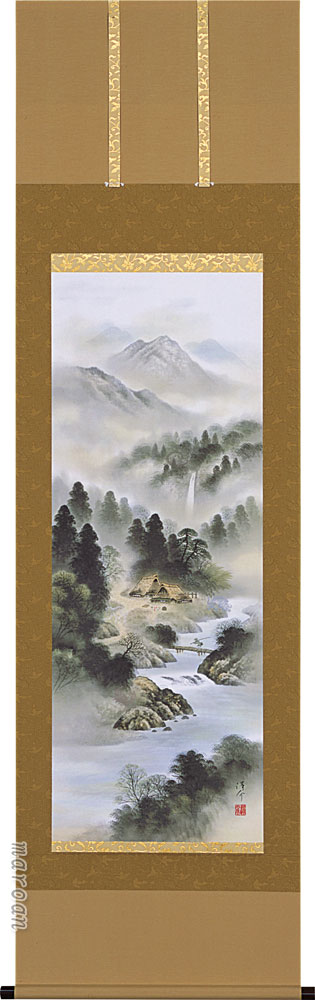 掛け軸 開運四神山水(中島 洋介)<br>年中掛け・開運【送料無料】【代引手数料無料】