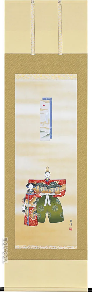 掛け軸 立雛(富岡 蘇峰) 桃の節句・お雛様【特殊工芸作品】【送料無料】【代引き手数料無料】