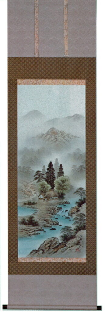 掛け軸／掛軸　四神相応山水図（伊藤　岳仙）<br>【送料無料】【代引手数料無料】