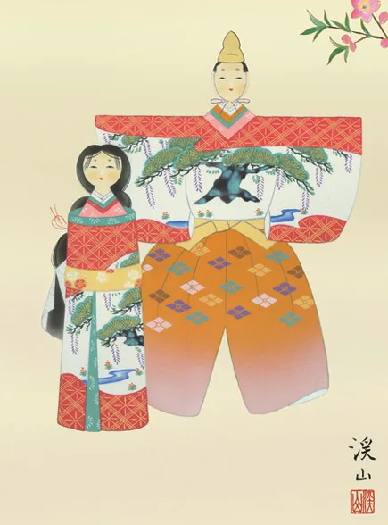 桃の節句・お雛様 掛軸【お雛さま】立雛（伊藤 渓山）[尺三] 商品画像