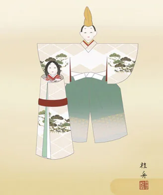 桃の節句・お雛様 掛軸【お雛さま】【尺三】立雛（長江 桂舟） 商品画像