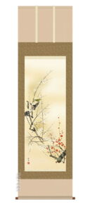 掛け軸／掛軸【花鳥/尺五】<br>紅白梅に鶯　田村 竹世(三美会)<br>【送料無料】【代引手数料無料】