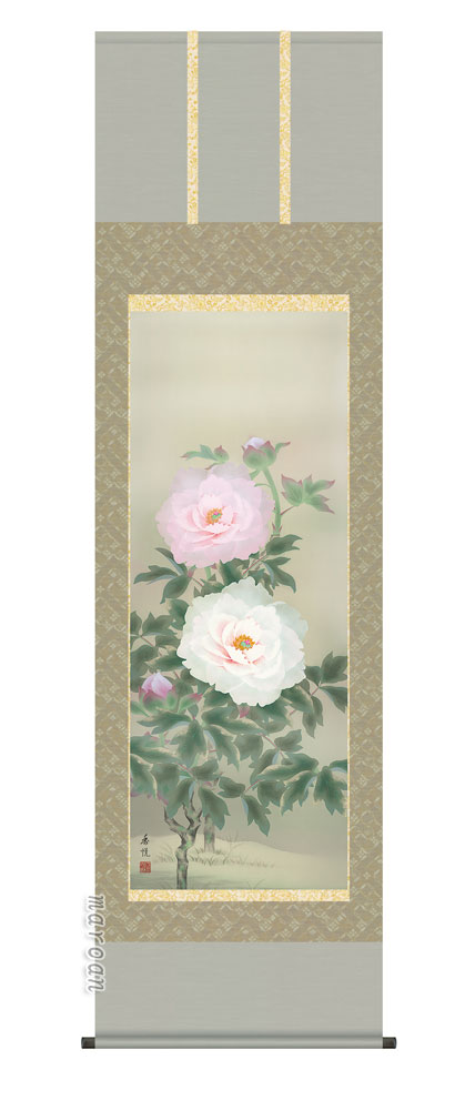 掛け軸 掛軸 花鳥画<br>富貴花（西尾　香悦）<br>送料無料 代引手数料無料
