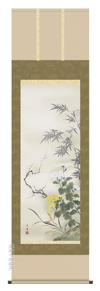 掛け軸 掛軸 花鳥 四君子（田中 広遠） 送料無料 代引手数料無料