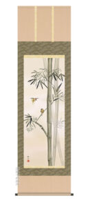 掛け軸 掛軸 かけじく 花鳥画<br>竹に雀（浮田　秋水）<br>送料無料 代引き手数料無料