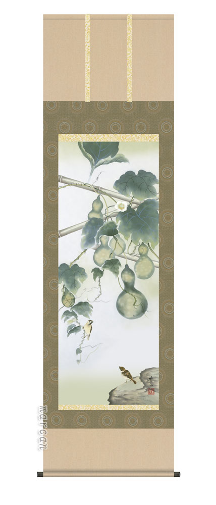 六瓢 掛軸／かけじく【花鳥/尺五】六瓢（唐沢 碧山） 商品画像