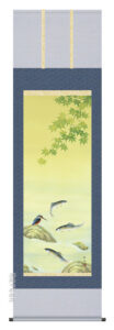 【掛け軸／掛軸／花鳥画】<br>鮎にかわせみ（長江 桂舟）<br>【送料無料】【代引き手数料無料】
