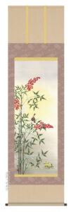 【掛け軸／掛軸／かけじく／花鳥画】<br>南天福寿（浮田　秋水）<br>【送料無料】【代引き手数料無料】