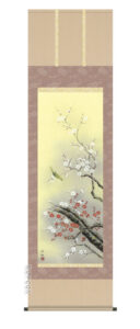 掛け軸／掛軸<br>紅白梅に鶯（田村　竹世）<br>【送料無料】【代引手数料無料】