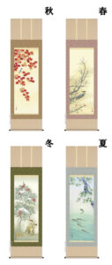 【掛け軸／掛軸／花鳥画】<br>四季花鳥【四幅組】（長江　桂舟）<br>【送料無料】【代引き手数料無料】