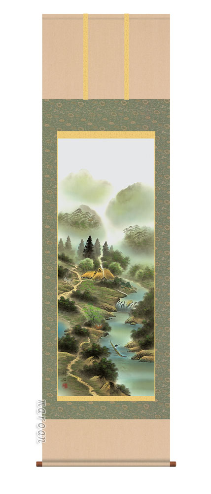 【掛け軸／掛軸／山水画】<br>風水四神相応図（田村　竹世）<br>【送料無料】【代引き手数料無料】
