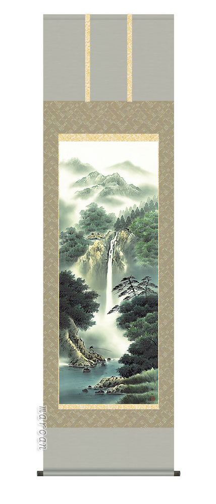 掛け軸／掛軸【山水】<br>幽山渓谷（鈴村　秀山）<br>【送料無料】【代引手数料無料】
