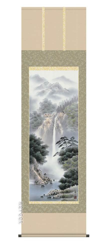 掛け軸／掛軸【山水/尺五】<br>幽山渓谷（鈴村　秀山）<br>【送料無料】【代引手数料無料】