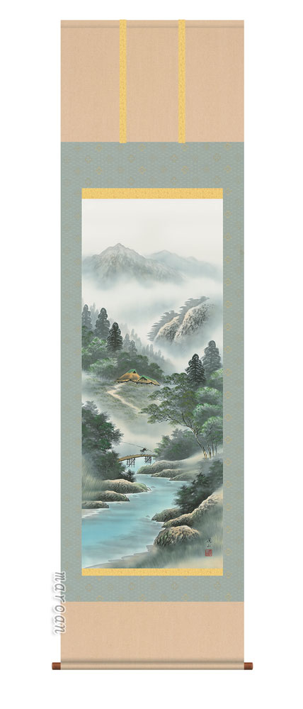 【掛け軸／掛軸／山水画】<br>緑風水明（伊藤　渓山）<br>【送料無料】【代引手数料無料】