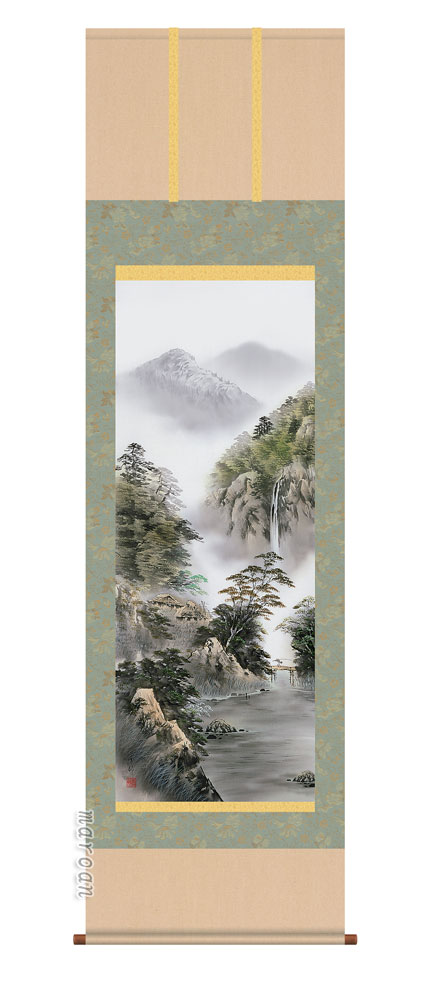 掛け軸／掛軸／かけじく【山水画】<br>晴山麗水（中山　雪邨）<br>【送料無料】【代引き手数料無料】
