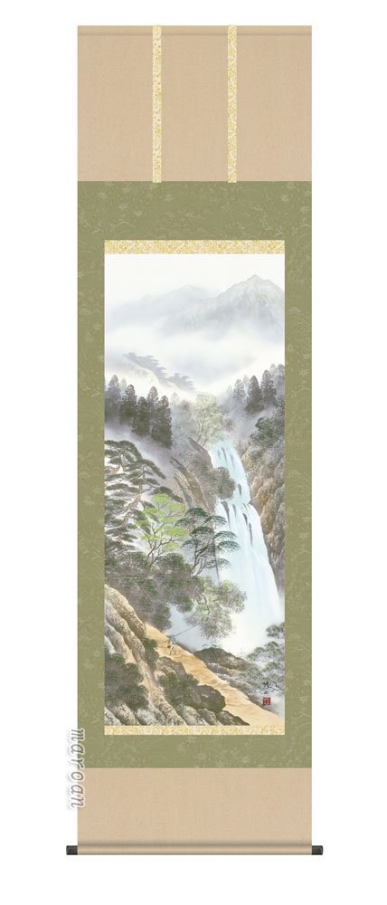 掛け軸／掛軸【山水/尺五】<br>秀麗名瀧（江本　修山）<br>【送料無料】【代引手数料無料】