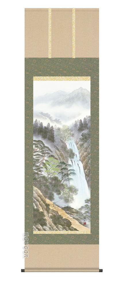掛け軸／掛軸【山水/尺五】<br>秀麗名瀧（江本　修山）<br>【送料無料】【代引手数料無料】