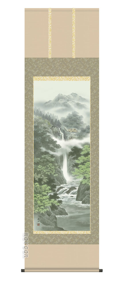 掛け軸／掛軸／かけじく【山水/尺五】<br>清風水明（伊藤　渓山）<br>【送料無料】【代引き手数料無料】
