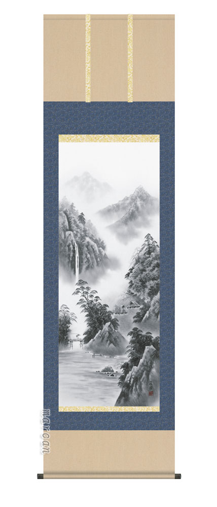 掛け軸／掛軸【山水】<br> 紫山憧憬（有馬　荘園）<br>【送料無料】【代引手数料無料】