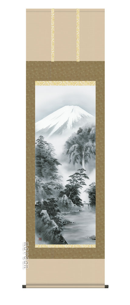 掛け軸／掛軸【山水/尺五】<br>富岳幽寂（中山　雪邨）<br>【送料無料】【代引手数料無料】