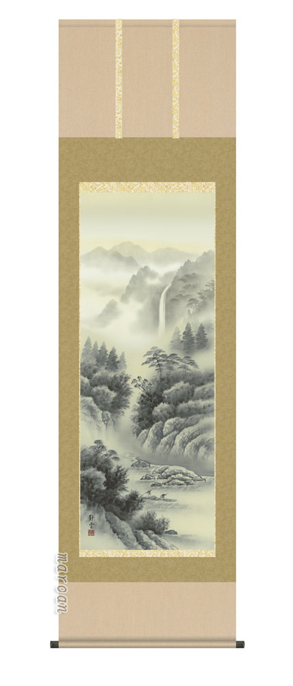 【掛け軸／掛軸／山水画】<br>水墨山水（佐藤　静雲）<br>【送料無料】【代引き手数料無料】