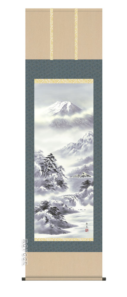 掛け軸／掛軸【山水/尺五】<br>霊峰水明（北山　歩生）<br>【送料無料】【代引手数料無料】