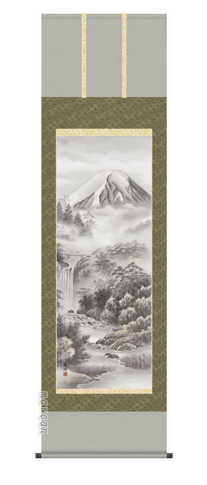 掛け軸／掛軸掛け軸／掛軸　富士山水（井原　蒼竹）【送料無料】【代引手数料無料】