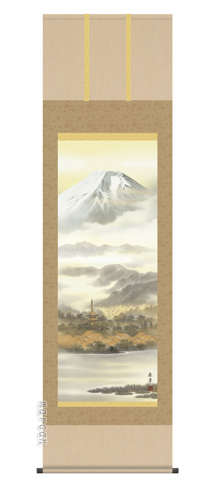 掛け軸／掛軸【山水/尺五】<br>富獄憧憬（福田 春草）<br>【送料無料】【代引手数料無料】