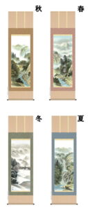 【掛け軸／掛軸／山水画】<br>四季賞翫【四幅組・四季揃】（伊藤　渓山）<br>【送料無料】【代引き手数料無料】